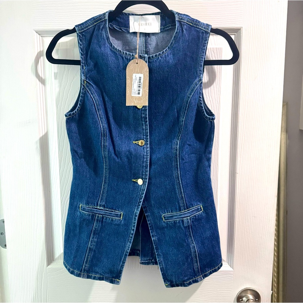MESHKI Button Up Denim Top